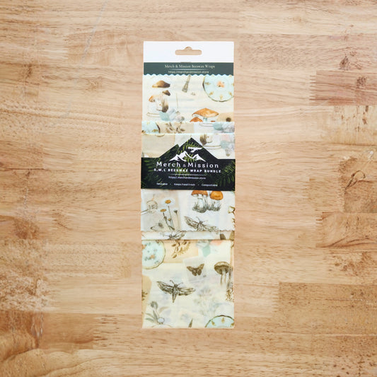 Beeswax Wrap Bundle (S,M,L) – Cottagecore Mushroom Botanical