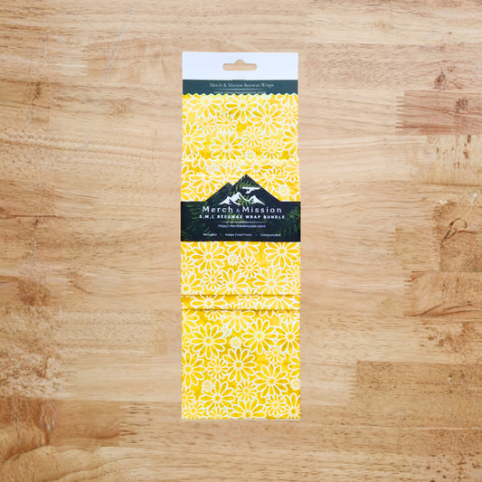 Beeswax Wrap Bundle (S,M,L) – Yellow Daisy Bloom