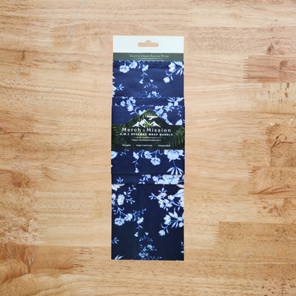 Beeswax Wrap Bundle (S,M,L) – Navy Blue Chinoiserie Floral