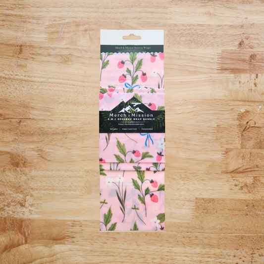 Beeswax Wrap Bundle (S,M,L) – Strawberry Cottagecore