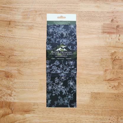 Beeswax Wrap Bundle (S,M,L) – Midnight Floral Sketch
