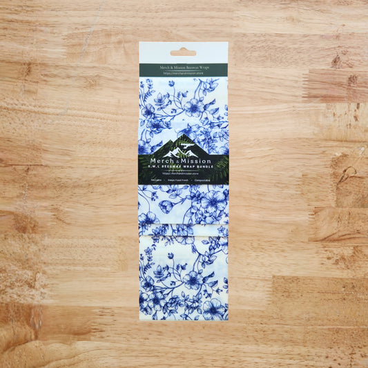 Beeswax Wrap Bundle (S,M,L) – Heirloom Blue Floral